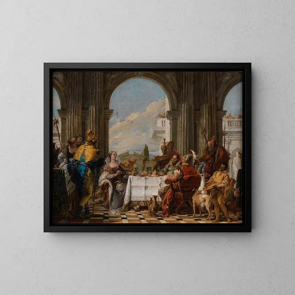 Der Bankett der Kleopatra - Giovanni Battista Tiepolo — gerahmtes Bild an der Wand