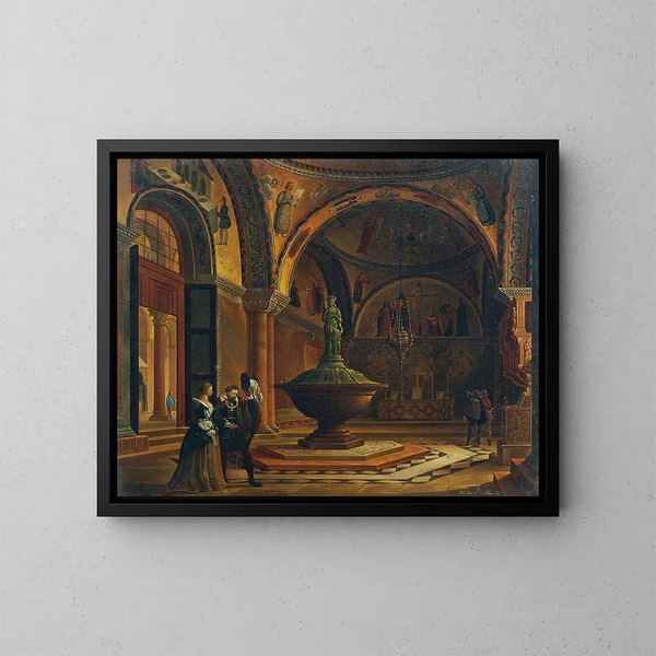 L Innenansicht der Baptisteriums von San Marco in Venedig - Giovanni Battista de Pian — gerahmtes Bild an der Wand