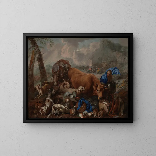 Der Opfergang Noahs nach der Sintflut - Giovanni Benedetto Castiglione — gerahmtes Bild an der Wand