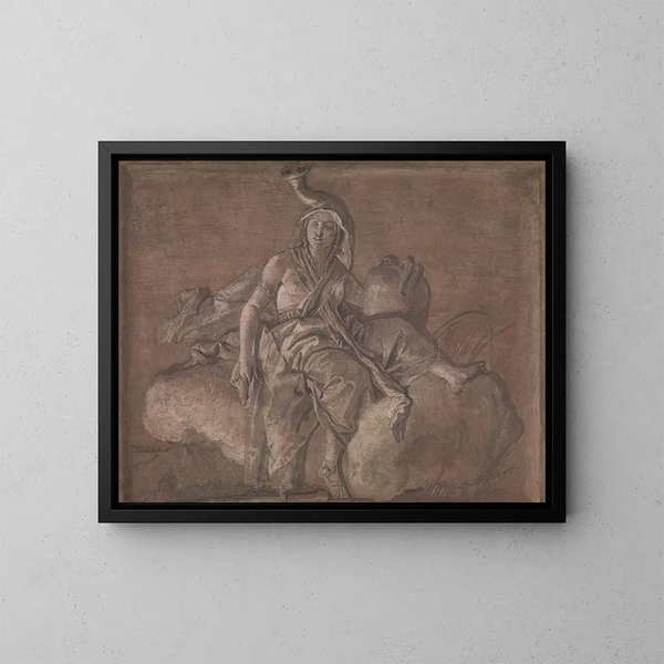 Figur eines allegorischen Afrikas - Giovanni Domenico Tiepolo — gerahmtes Bild an der Wand