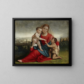 Jungfrau mit Kind und dem Kind Johannes - Giovanni Francesco Caroto — gerahmtes Bild an der Wand