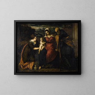 Die Heilige Familie mit Maria Magdalena - Giovanni Galizzi — gerahmtes Bild an der Wand