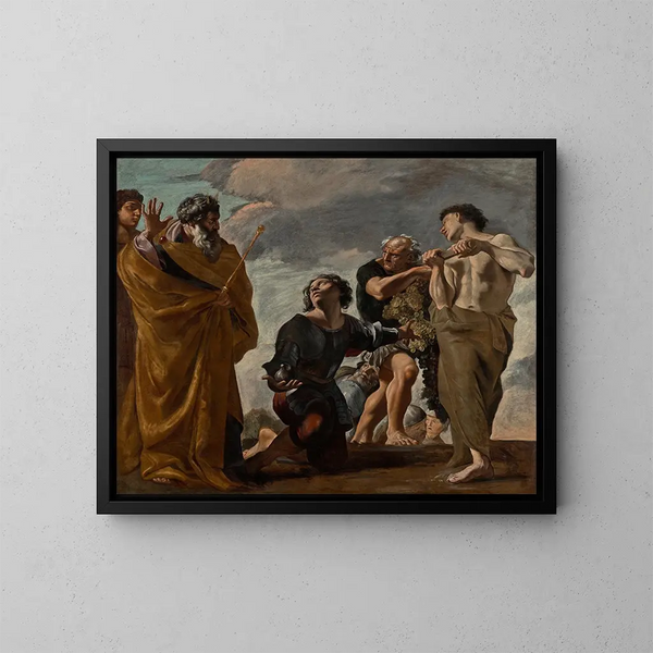 Moses und die Boten Kanaans - Giovanni Lanfranco — gerahmtes Bild an der Wand