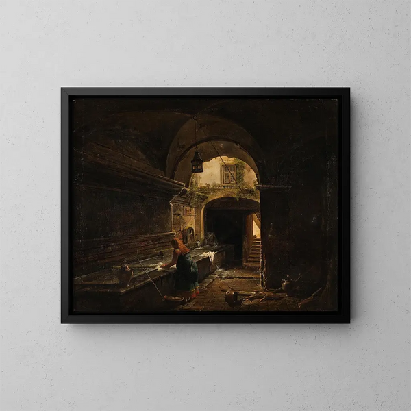 L' aqueduc romain Aqua Vergine dans la cour du n° 12 de la via del Nazareno - Giovanni Lazzarini — gerahmtes Bild an der Wand