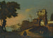 Italienisches Landschaftsgemälde mit Figuren, die in eine befestigte Stadt am Wasser eintreten - Giovanni Migliara — Ansicht des Kunstwerks