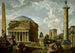 Fantastisches Gemälde mit dem Pantheon und anderen Denkmälern des antiken Rom - Giovanni Paolo Panini — Ansicht des Kunstwerks