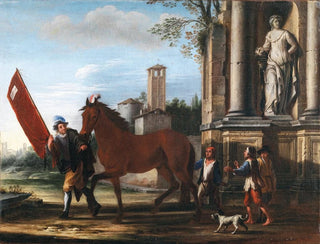 Vorbereitung auf das Berber-Pferderennen in Rom - Giovanni Reder — Ansicht des Kunstwerks