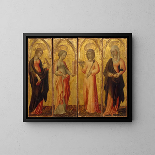 von Sankt Katharina von Alexandria, Sankt Barbara, Sankt Agatha und Sankt Margareta - Giovanni di Paolo — gerahmtes Bild an der Wand