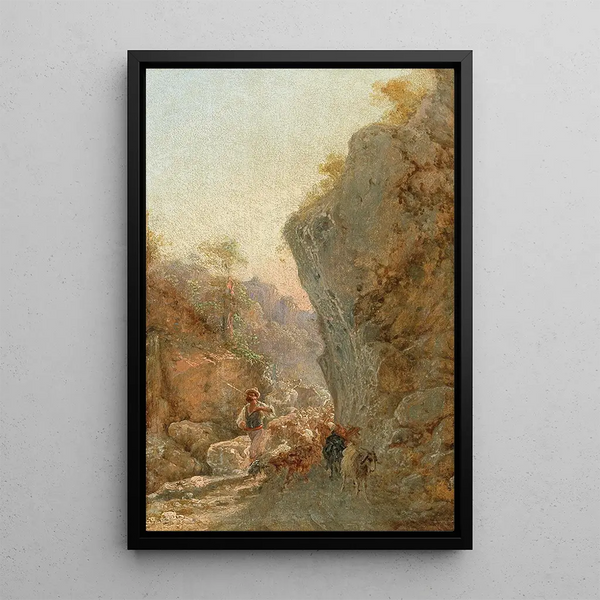 Berger mit Schafherde - Girolamo Gianni — gerahmtes Bild an der Wand