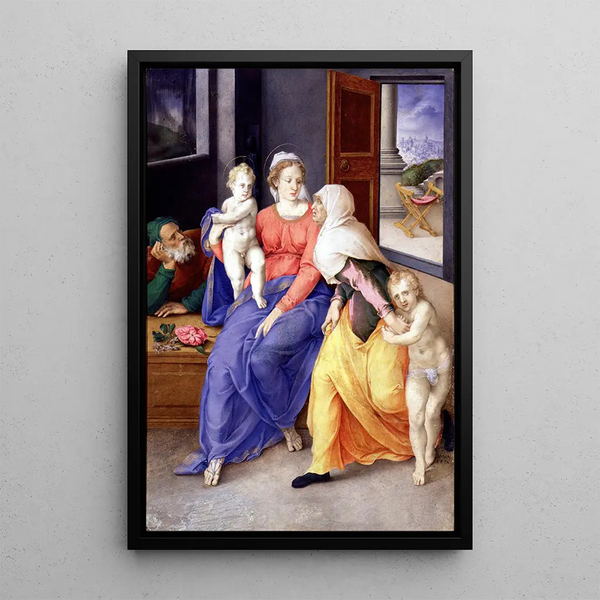 Sainte Famille avec Sainte Isabelle et Saint Jean - Giulio Clovio — gerahmtes Bild an der Wand