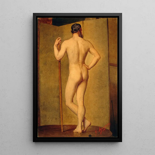 Männliches Akt-Gemälde - Giuseppe Agujari — gerahmtes Bild an der Wand