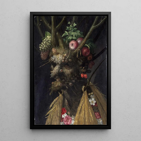 Die vier Jahreszeiten in einem Kopf - Giuseppe Arcimboldo — gerahmtes Bild an der Wand