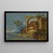 Ein launischer Flusslandschaft mit Figuren in einem Boot im Vordergrund - Giuseppe Bernardino Bison — gerahmtes Bild an der Wand