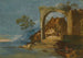 Ein launischer Flusslandschaft mit Figuren in einem Boot im Vordergrund - Giuseppe Bernardino Bison — Ansicht des Kunstwerks