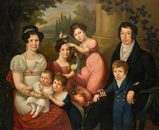 Portrait der vermuteten Familie Bourbon-Sizilien, Maria Isabella mit ihrem Ehemann Franz I. von den Zwei Sizilien und ihren Kindern. - Giuseppe Cammarano — Ansicht des Kunstwerks