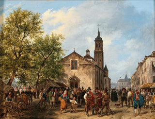 Eine lebendige Szene auf einem Marktplatz - Giuseppe Canella — Ansicht des Kunstwerks