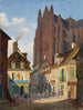 Eine Straße in Chartres mit der Kathedrale im Hintergrund - Giuseppe Canella — Ansicht des Kunstwerks