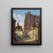 Eine Straße in Chartres mit der Kathedrale im Hintergrund - Giuseppe Canella — gerahmtes Bild an der Wand