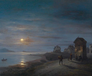Küstenlandschaft unter dem zunehmenden Mond - Giuseppe Canella — Ansicht des Kunstwerks