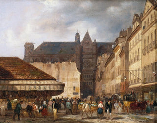 Die Straße der Prouvaires und die Kirche Saint-Eustache - Giuseppe Canella — Ansicht des Kunstwerks
