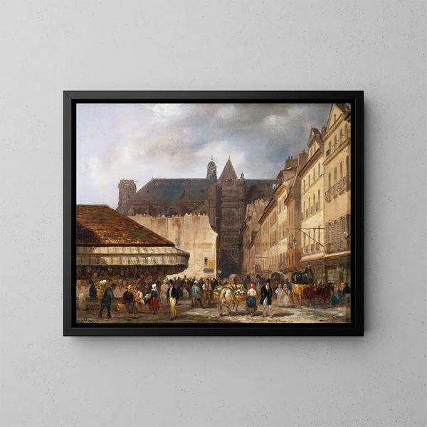 Die Straße der Prouvaires und die Kirche Saint-Eustache - Giuseppe Canella — gerahmtes Bild an der Wand