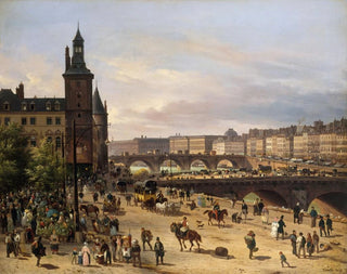 Der Blumenmarkt, der Uhrturm, die Pont au Change und die Pont Neuf - Giuseppe Canella — Ansicht des Kunstwerks