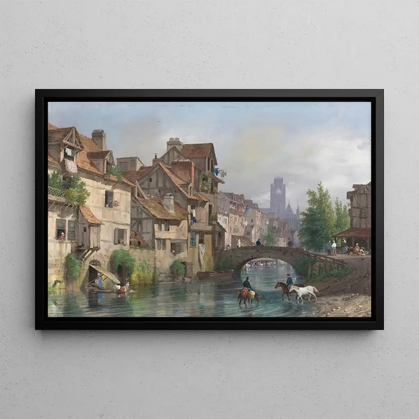 Vue de Rouen - Giuseppe Canella — gerahmtes Bild an der Wand