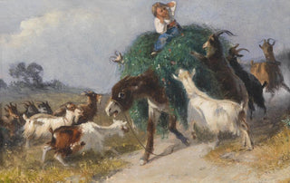Giuseppe Palizzi - Ziegen erobern einen Heuwagen.webp