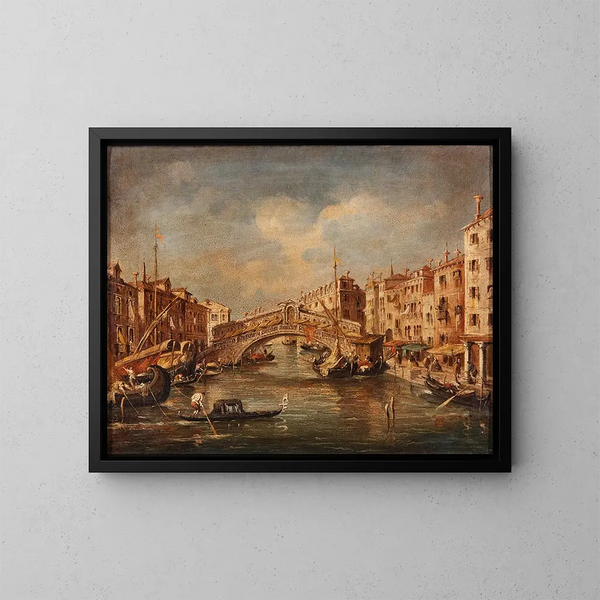 Venedig, die Rialto-Brücke - Giuseppe Ponga — gerahmtes Bild an der Wand
