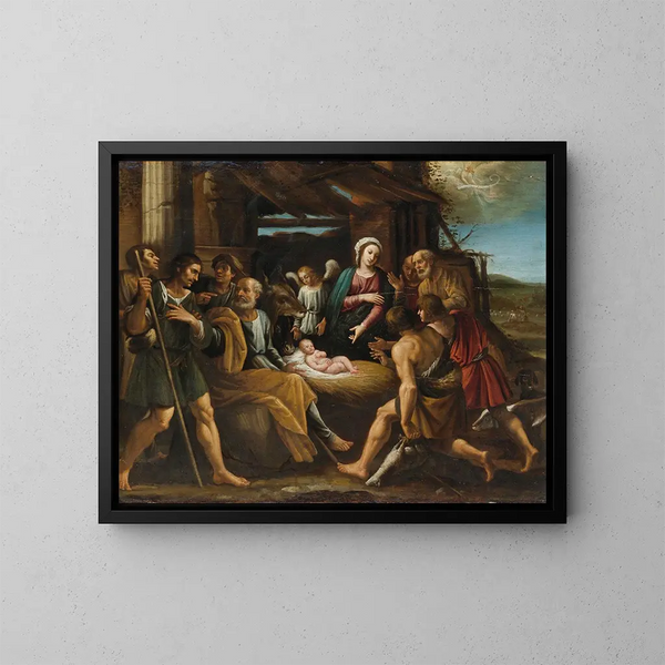 L'Adoration des bergers - Giuseppe Vermiglio — gerahmtes Bild an der Wand