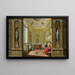 Elegante Figuren, die im Kabinett für Gemälde und Porzellan eines Palastes sitzen - Giuseppe Zocchi — gerahmtes Bild an der Wand