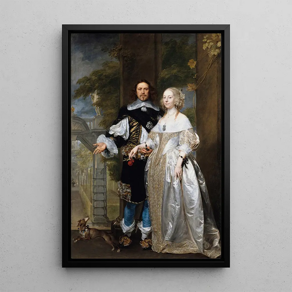 Portrait eines verheirateten Paares im Park - Gonzales Coques — gerahmtes Bild an der Wand