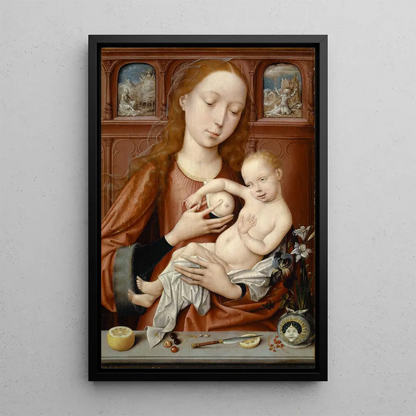 Die stillende Jungfrau - Goossen van der Weyden — gerahmtes Bild an der Wand