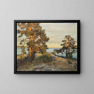 Küstenlandschaft bei Sonnenuntergang - Gottfrid Kallstenius — gerahmtes Bild an der Wand