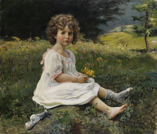 Mädchen in einem Blumenfeld - Gottfried Hofer — Ansicht des Kunstwerks