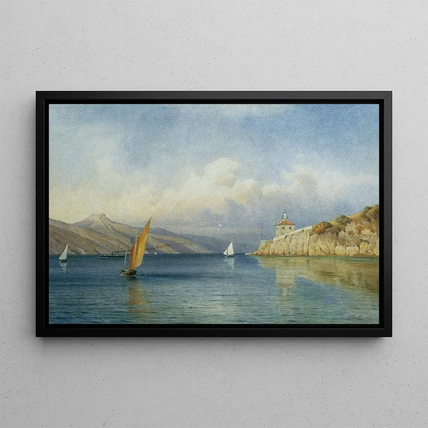 Der Leuchtturm von Prestenizza auf der Insel Cherso - Gottfried Seelos — gerahmtes Bild an der Wand