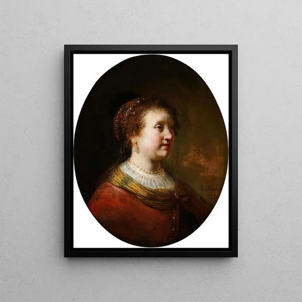Govert Flinck - Woman in a Red Dress and Pearls.webp
