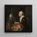 Grâce avant dîner, un vieil couple assis à une table - Abraham Van Dijck — gerahmtes Bild an der Wand