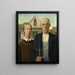 Amerikanisches gotisches Gemälde - Grant Wood — gerahmtes Bild an der Wand