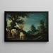 Landschaft mit Frauen beim Baden - Guercino — gerahmtes Bild an der Wand