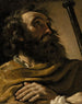 Guercino - Saint Alexis in einem braunen Schal, der einen Stock hält — Ansicht des Kunstwerks