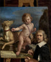 Selbstporträt vor einem Gemälde von Amor Fedele - Guercino — Ansicht des Kunstwerks
