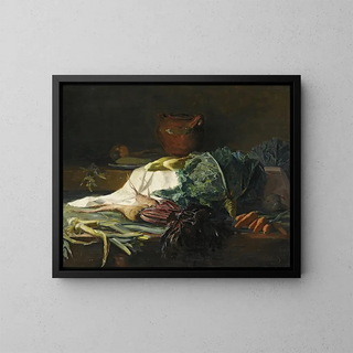 Küchenstillleben Gemälde - Guillaume-Romain Fouace — gerahmtes Bild an der Wand