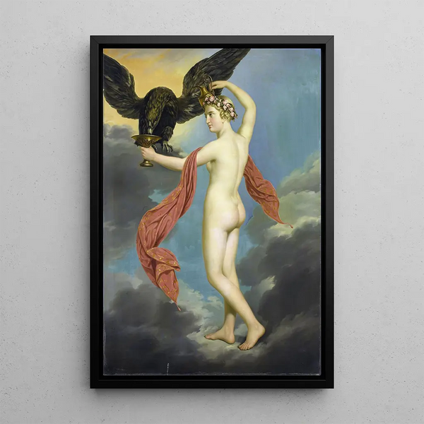 Hébé mit Jupiter in Form eines Adlers - Gustav Adolphe Diez — gerahmtes Bild an der Wand