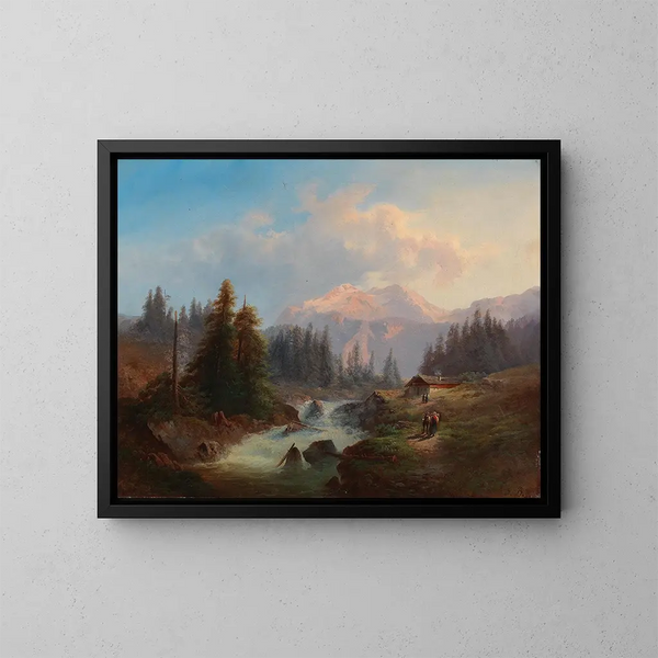 Partie am Bachufer - Gustav Barbarini — gerahmtes Bild an der Wand