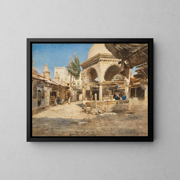 Ein Jaffa-Brunnen - Gustav Bauernfeind — gerahmtes Bild an der Wand