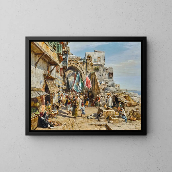 Prozession in Jaffa - Gustav Bauernfeind — gerahmtes Bild an der Wand