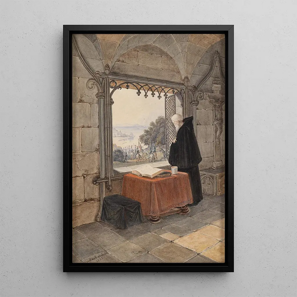 Kreuz und Mönch - Gustav Reinhold — gerahmtes Bild an der Wand