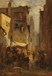 Stadtviertel mit belebter Ecke - Gustav Schönleber — Ansicht des Kunstwerks