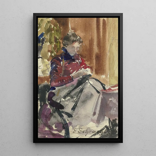 Portrait der Künstlerin - Gustav Schrägle — gerahmtes Bild an der Wand